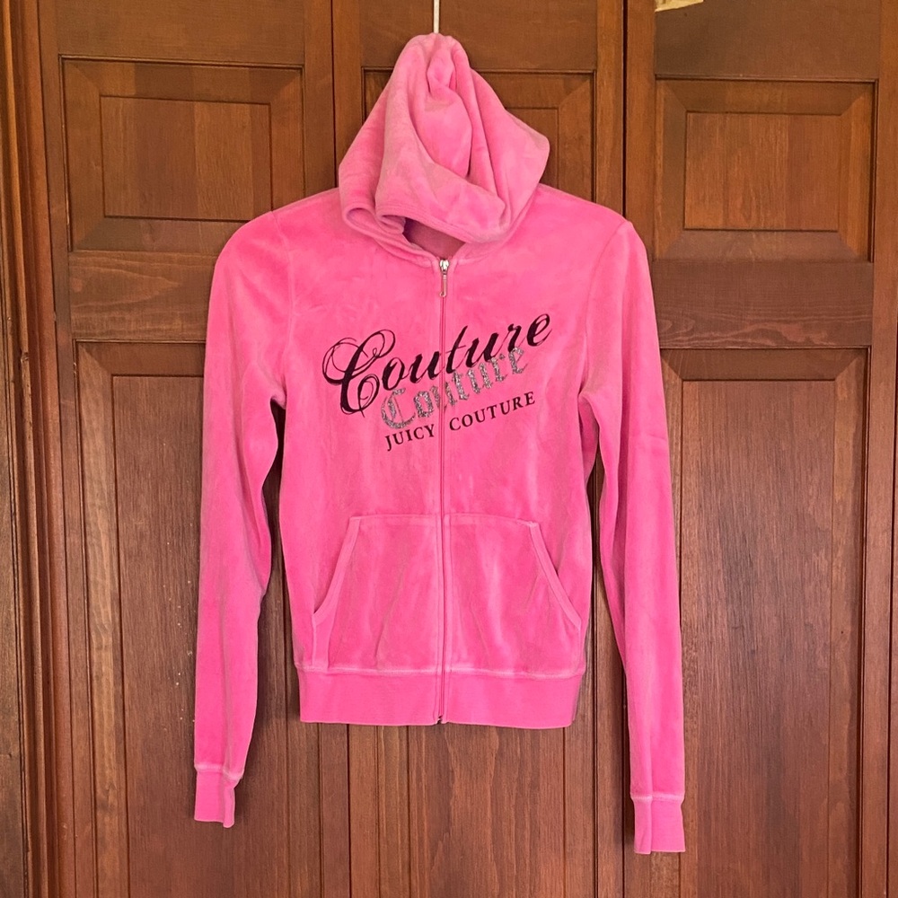 Juicy Couture Pink Velour Zip Up Hoodie - Medium - Picture 8 of 8